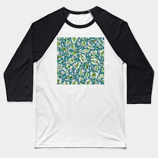 Bees and Hostas Tossed on Soft Teal  5748 Baseball T-Shirt